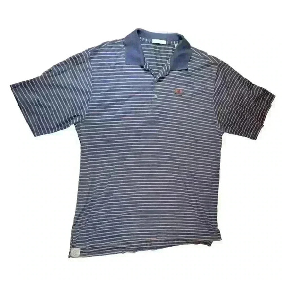 Vintage Baltusrol Golf Club Peter Millar Striped Polo size Large Blue Cotton - Picture 2 of 10